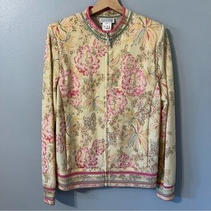 St. John Sport Knit Blazer with Matching Blouse Yellow Pink & Green